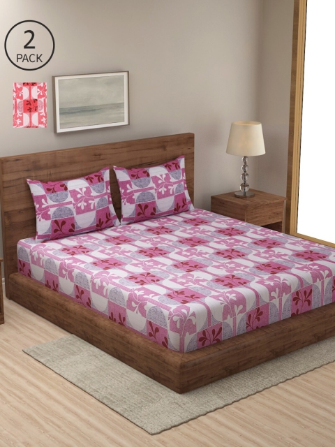 

Dhrohar Multicoloured Floral 250 TC 2 King Bedsheet with 4 Pillow Covers, Multi