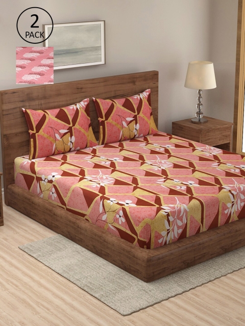 

Dhrohar Assorted Floral 250 TC Set Of 2 King Bedsheet with 4 Pillow Covers