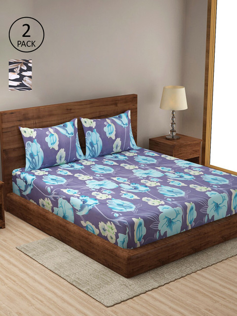 

Dhrohar Assorted Floral 210 TC Set Of 2 King Bedsheet with 4 Pillow Covers