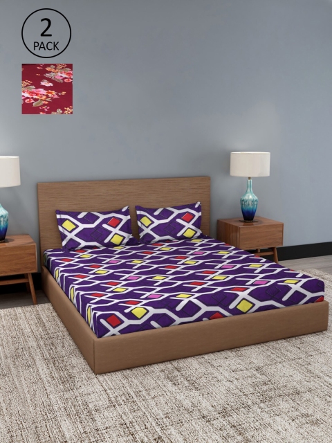 

Dhrohar Assorted Floral Printed 180 TC Double 2 King Bedsheets with 4 Pillow Covers