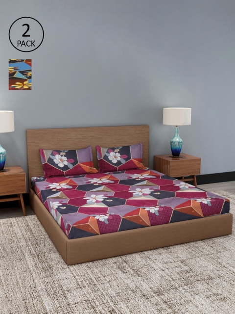 

Dhrohar Assorted Floral 180 TC 2 King Bedsheet with 4 Pillow Covers