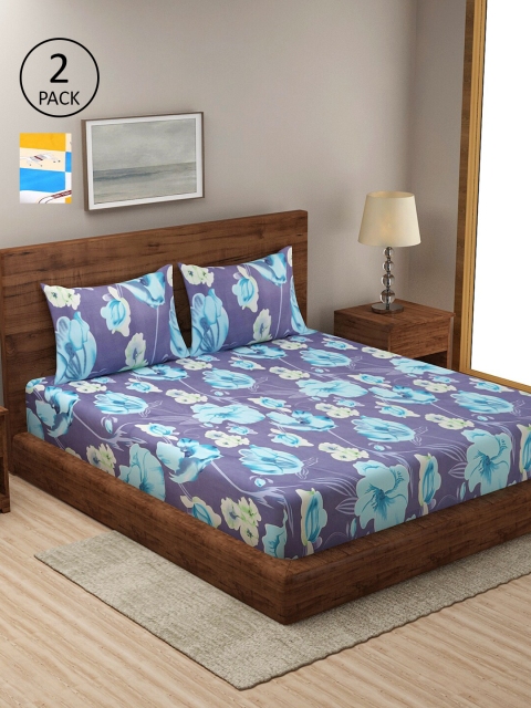 

Dhrohar Multicoloured Floral 210 TC Pack Of 2 King Bedsheet with 4 Pillow Covers, Multi