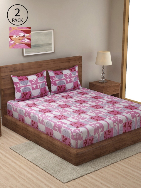 

Dhrohar Multicoloured Floral Set of 2 King Bedsheet with 4 Pillow Covers, Multi