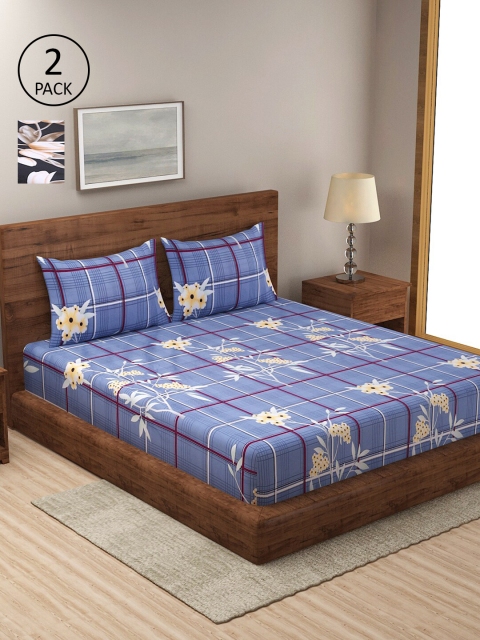 

Dhrohar Assorted Floral 210 TC Set Of 2 King Bedsheet with 4 Pillow Covers