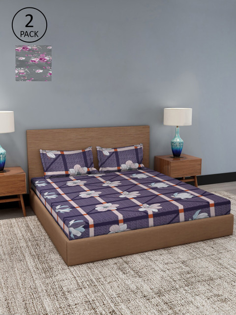 

Dhrohar Assorted Floral 180 TC 2 King Bedsheet with 4 Pillow Covers