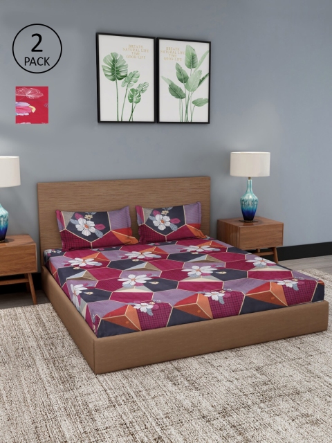 

Dhrohar Multicoloured Floral 180 TC 2 King Bedsheet with 4 Pillow Covers, Multi