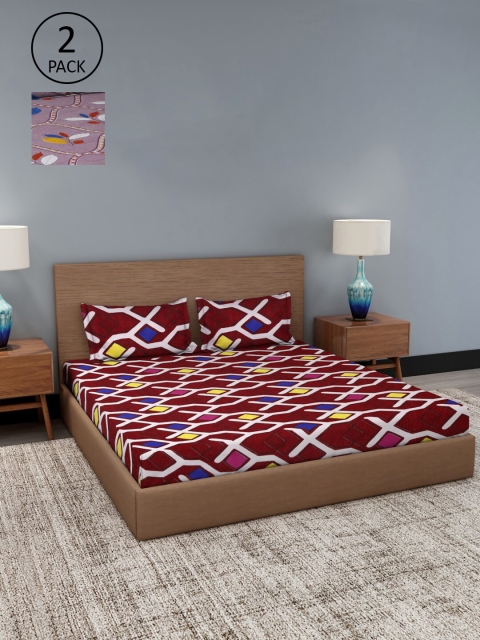 

Dhrohar Assorted Floral 180 TC Set Of 2 King Bedsheet with 4 Pillow Covers