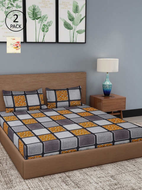 

Dhrohar Multicoloured Floral Set of 2 King Bedsheet with 4 Pillow Covers, Multi
