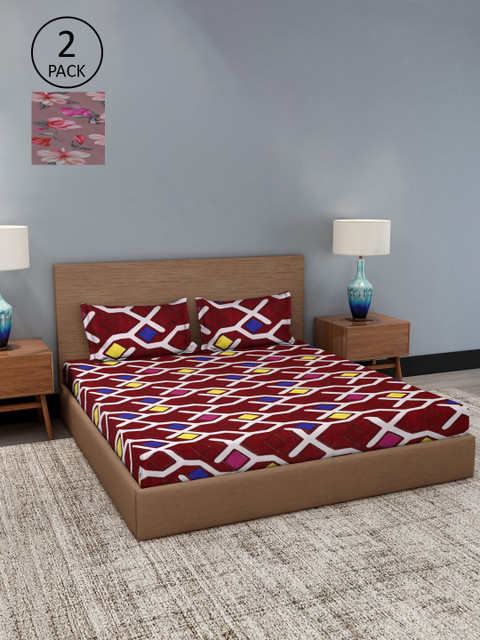 

Dhrohar Assorted Floral 180 TC 2 King Bedsheet with 4 Pillow Covers