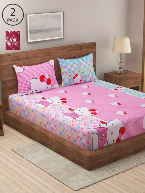 

Dhrohar Assorted Floral 210 TC Set Of 2 King Bedsheet with 4 Pillow Covers