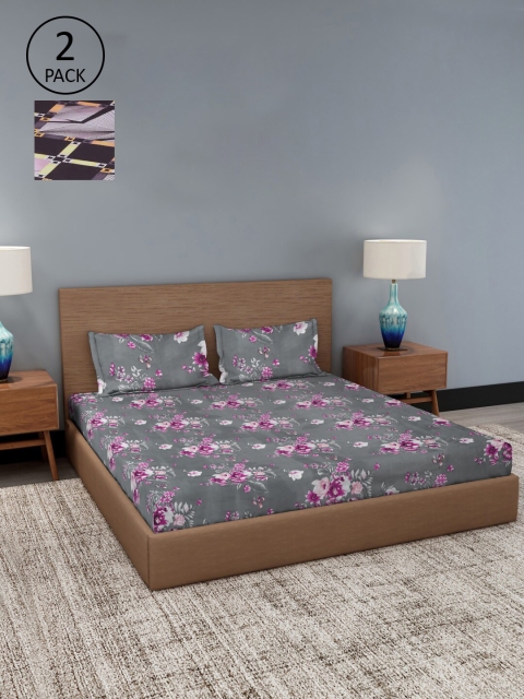 

Dhrohar Assorted Floral 180 TC 2 King Bedsheet with 4 Pillow Covers