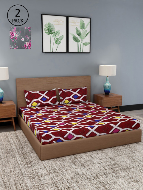 

Dhrohar Assorted Floral 180 TC 2 King Bedsheet with 4 Pillow Covers