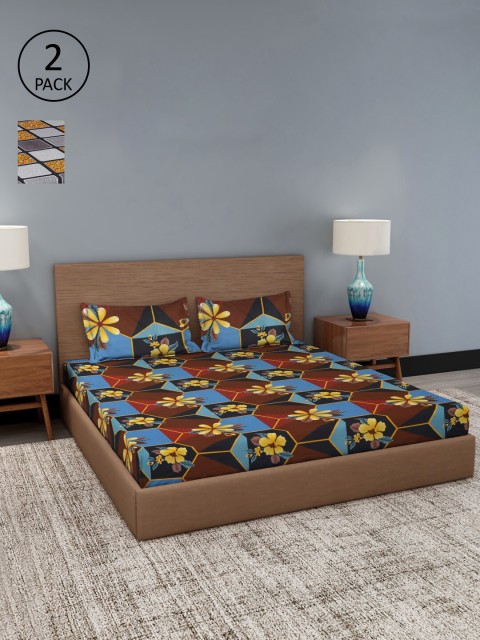 

Dhrohar Set of 2 Assorted Floral Printed 180 TC 2 King Size Bedsheet with 4 Pillow Covers