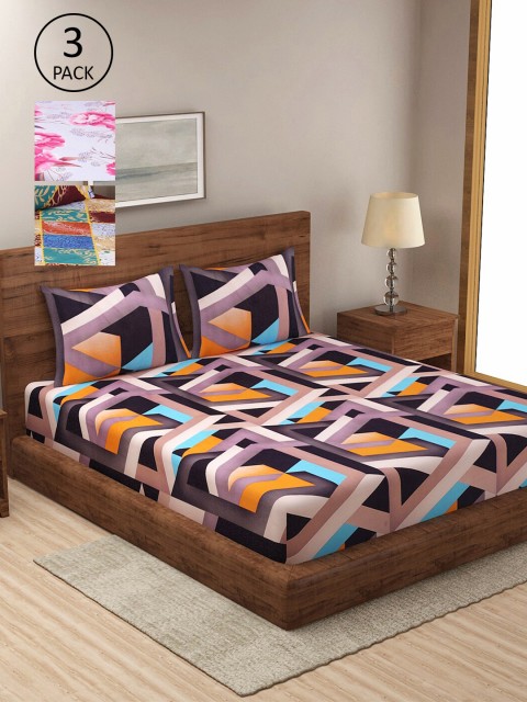 

Dhrohar Multicoloured 210 TC Set Of Set Of 2 King Bedsheet with 4 Pillow Covers, Assorted