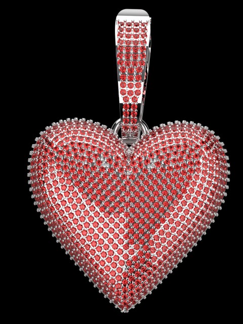 

HIFLYER JEWELS Sterling Silver Rhodium-Plated Red CZ Studded Pendant