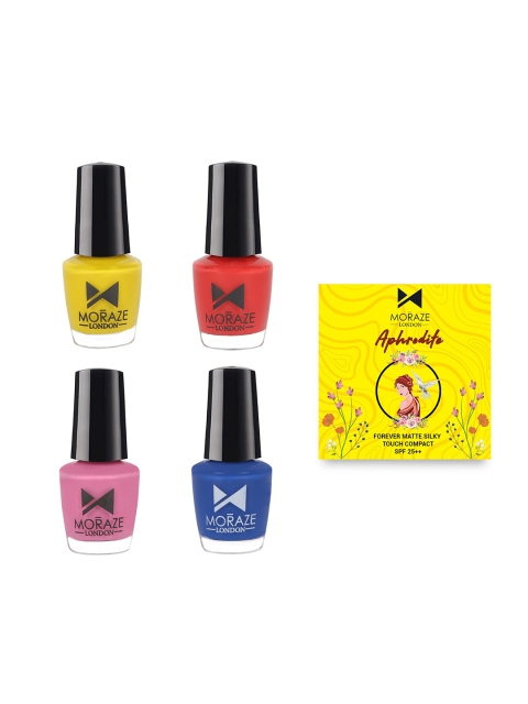 

Moraze Pack of 4 Nail Polish With Compact Powder, Multi