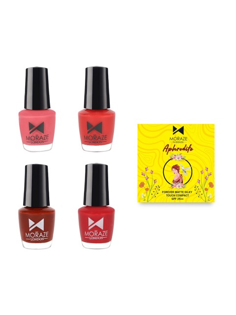 

Moraze Pack of 4 Multi-Coloured Nail Polish with Compact Powder