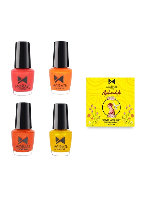 

Moraze Pack of 4 Multi-Coloured Nail Polish with Compact Powder