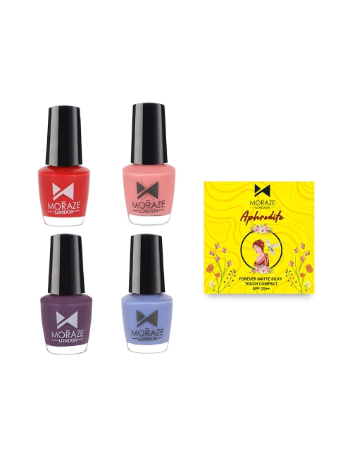 

Moraze Pack of 4 Nail Polish With Compact Powder, Multi