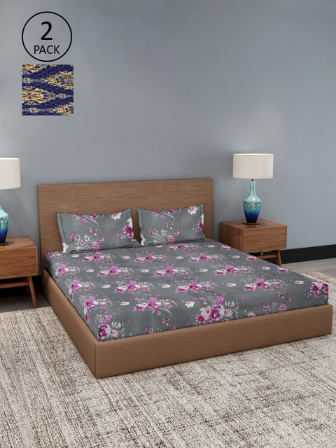 

Dhrohar Assorted Floral Printed 180 TC Double 2 King Bedsheets with 4 Pillow Covers