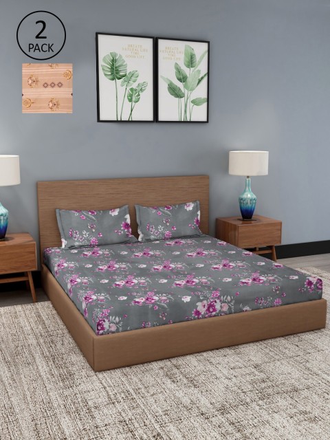 

Dhrohar Assorted Floral 180 TC 2 King Bedsheet with 4 Pillow Covers