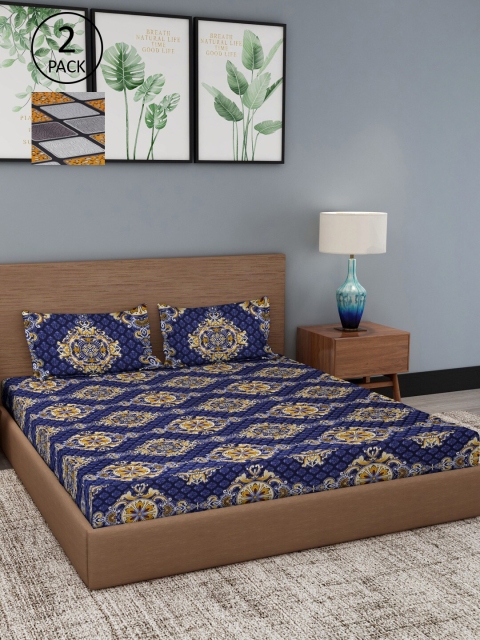 Dhrohar Assorted Floral 180 TC 2 King Bedsheet with 4 Pillow Covers