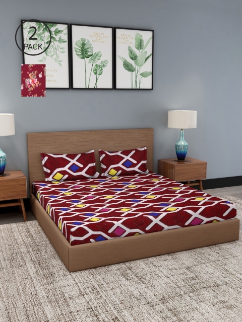 

Dhrohar Set of 2 Assorted Floral Printed 180 TC 2 King Size Bedsheet with 4 Pillow Covers