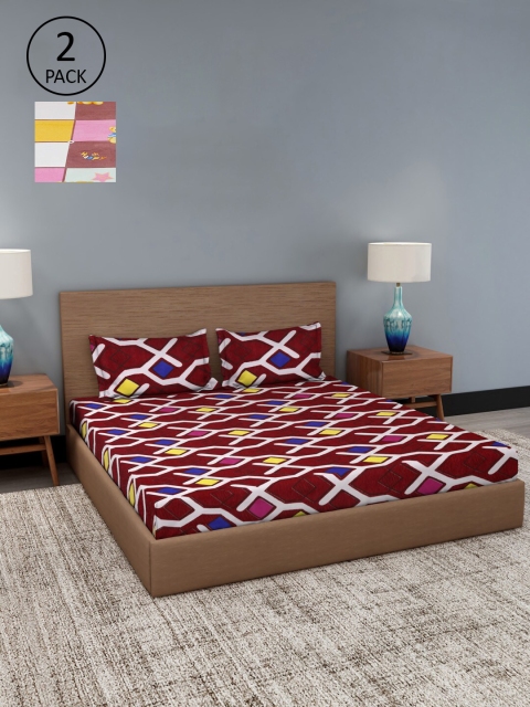 

Dhrohar Assorted Floral 180 TC Set Of 2 King Bedsheet with 4 Pillow Covers