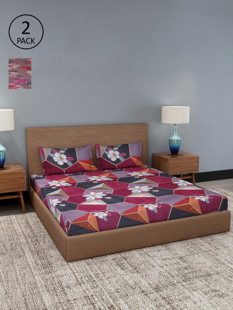 

Dhrohar Assorted Floral 180 TC 2 King Bedsheet with 4 Pillow Covers