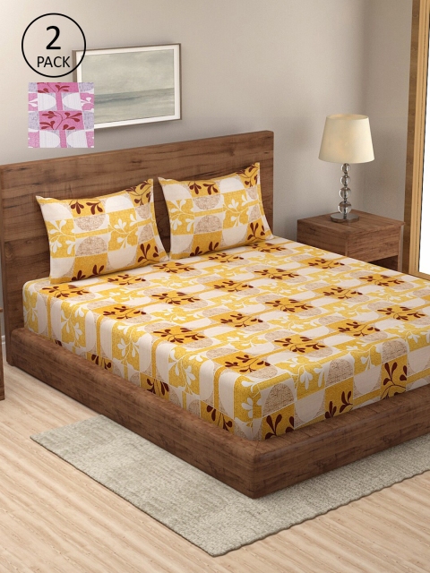 

Dhrohar Assorted Floral 250 TC Cotton 2 King Bedsheets with 4 Pillow Covers