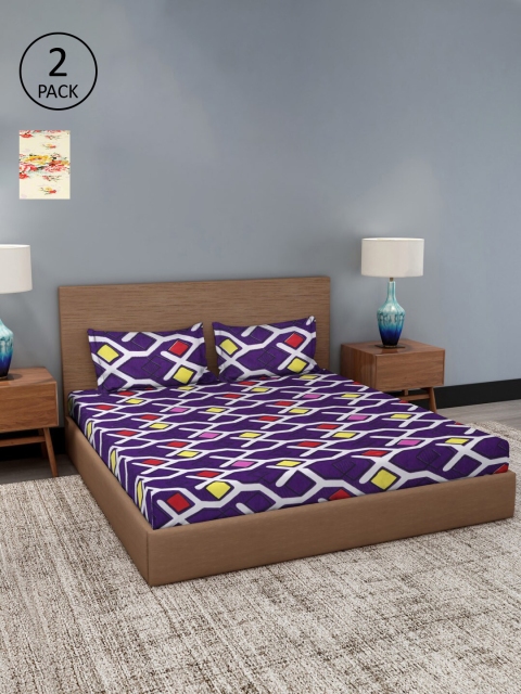 Dhrohar Assorted Floral Printed 180 TC Double 2 King Bedsheets with 4 Pillow Covers