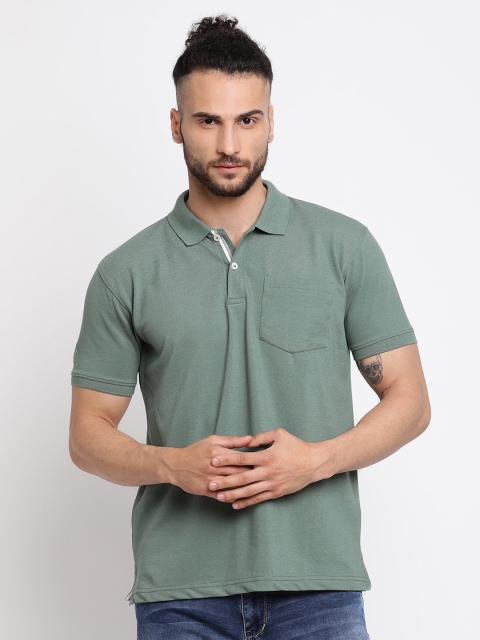 

Cantabil Men Green Solid Polo Collar Regular-Fit Pure Cotton T-shirt