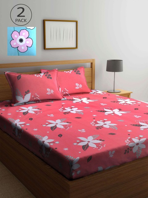 

KLOTTHE Multicoloured Floral 210 TC 2 King Bedsheet with 4 Pillow Covers, Multi