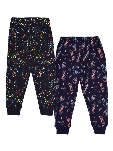 

Kiwi Kids Pack of 2 Printed Pure Cotton Joggers, Black
