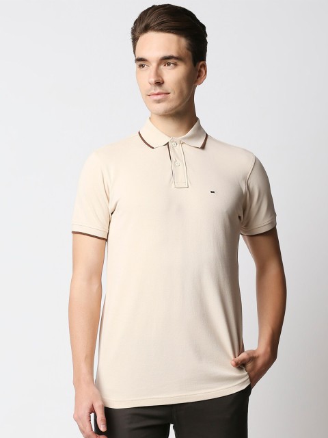 

Basics Men Brown Polo Collar Applique Slim Fit T-shirt