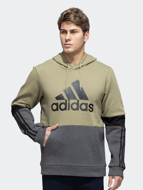 

ADIDAS Men Green Printed Hooded Sweatshirt