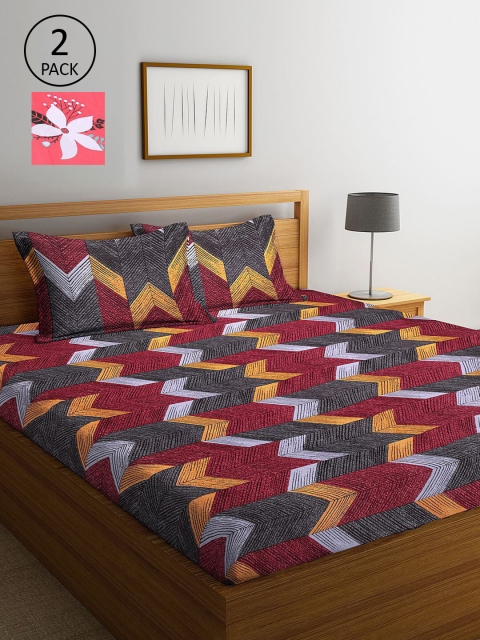

KLOTTHE Multicoloured Geometric 210 TC 2 King Bedsheet with 4 Pillow Covers, Multi
