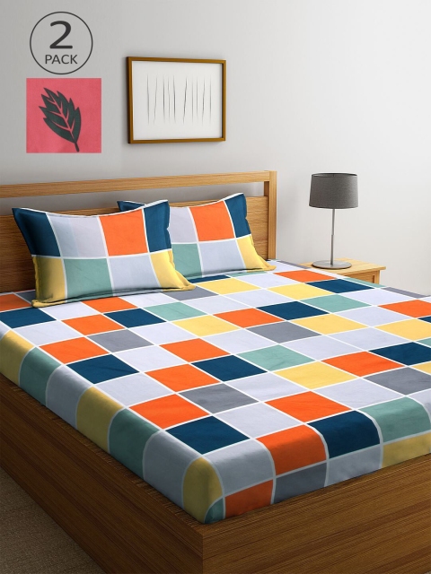 

KLOTTHE Multicoloured Geometric 210 TC 2 King Bedsheet with 4 Pillow Covers, Multi