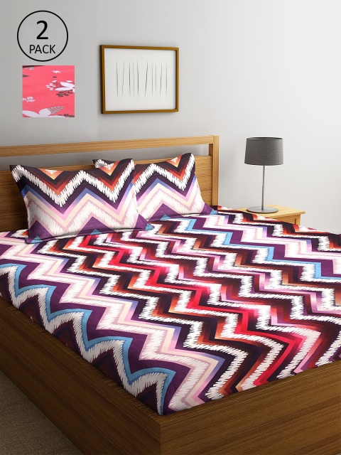 

KLOTTHE Multicoloured Geometric 210 TC 2 King Bedsheet with 4 Pillow Covers, Multi