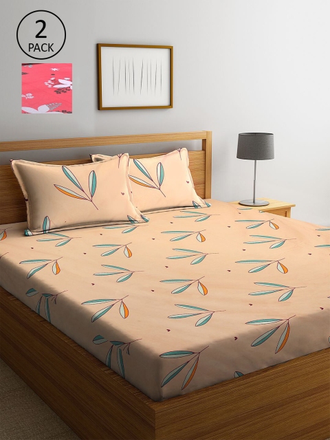 

KLOTTHE Multicoloured Floral 210 TC 2 King Bedsheet with 4 Pillow Covers, Multi