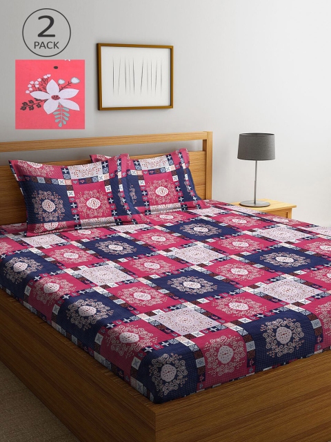 

KLOTTHE Multicoloured Geometric 210 TC 2 King Bedsheet with 4 Pillow Covers, Multi