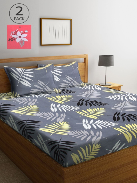

KLOTTHE Multicoloured Floral 210 TC 2 King Bedsheet with 4 Pillow Covers, Multi