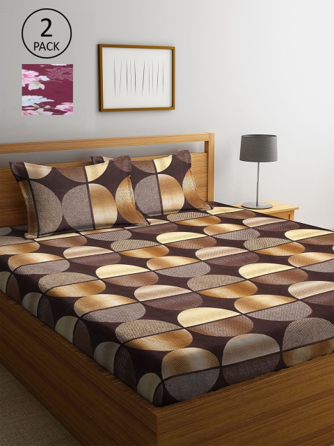 

KLOTTHE Multicoloured Geometric 210 TC 2 King Bedsheet with 4 Pillow Covers, Multi