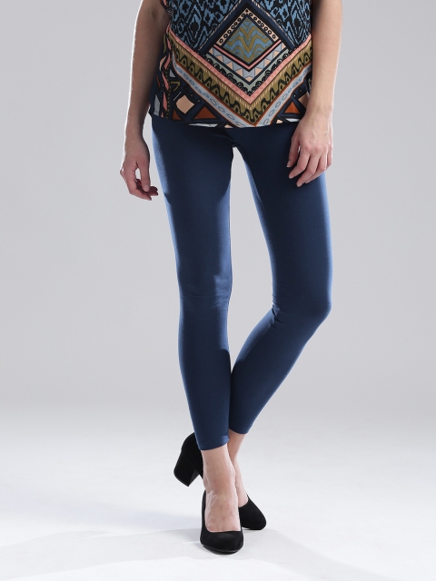 

W Navy Ankle-Length Leggings, Navy blue