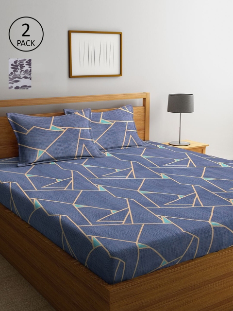 

KLOTTHE Geometric 210 TC 2 King Bedsheet with 4 Pillow Covers, Multi