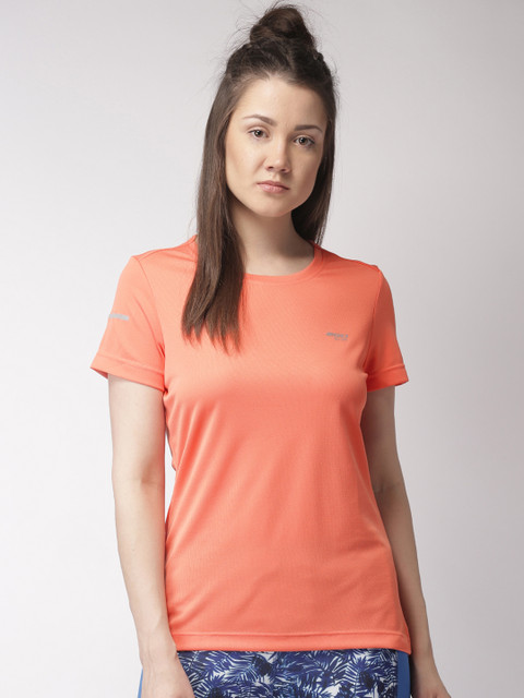 

2GO Peach-Coloured Solid Round Neck T-shirt