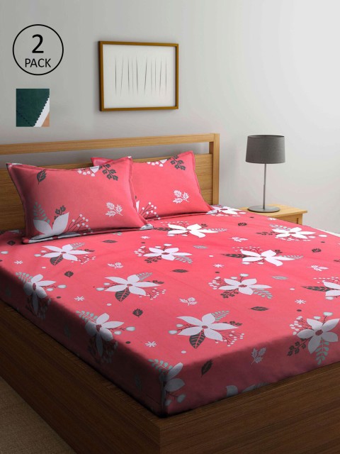 

KLOTTHE Multicoloured Floral 210 TC 2 King Bedsheet with 4 Pillow Covers, Multi