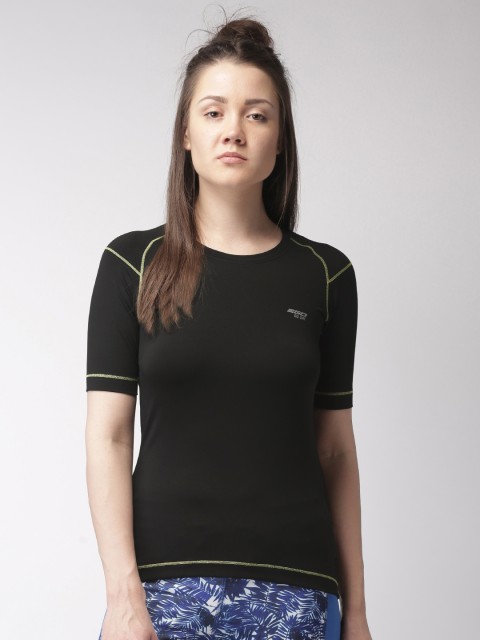 

2GO Women Black Solid Round Neck T-shirt