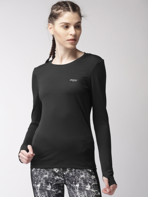 

2GO Women Black Solid Round Neck T-shirt