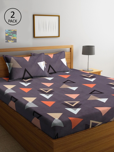 

KLOTTHE Geometric 210 TC 2 King Bedsheet with 4 Pillow Covers, Multi